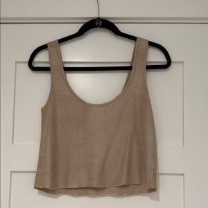 Vintage Beige Knit Cropped Tank Top